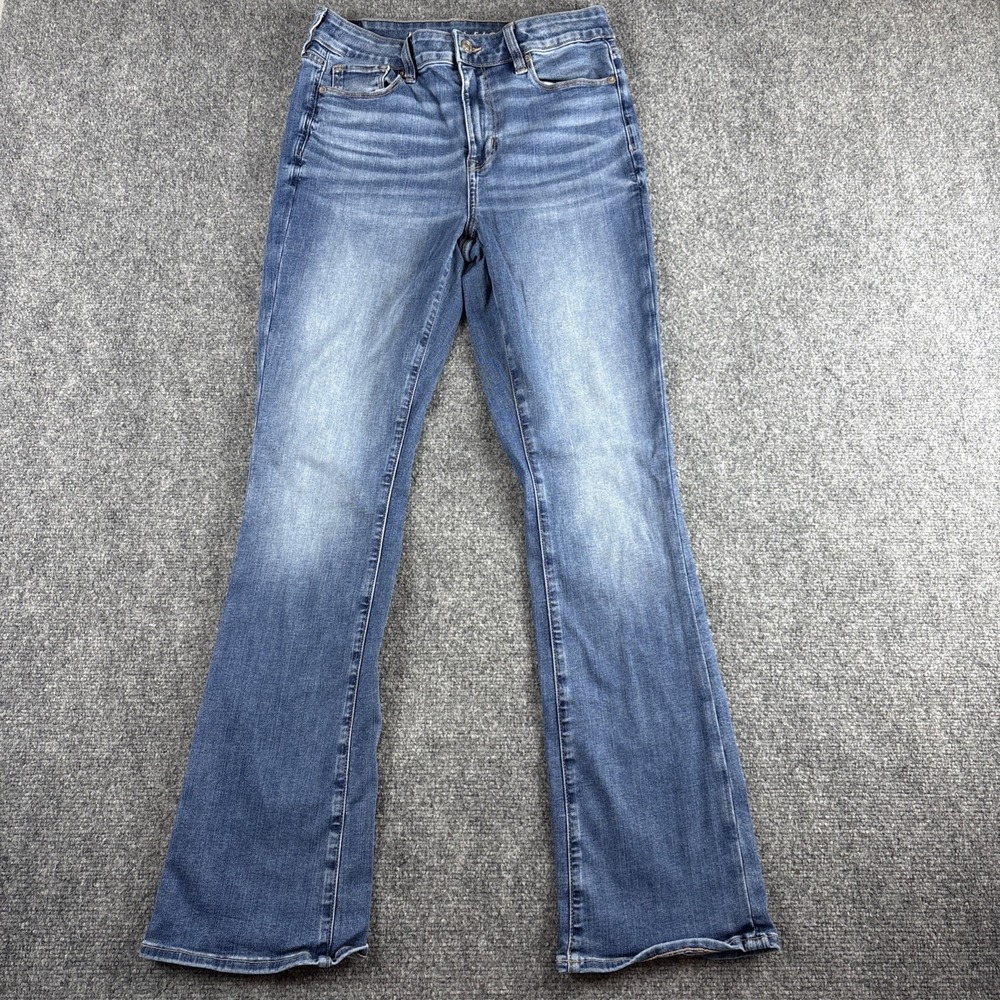 American Eagle Next Level Stretch Real Good Flare Jeans Medium Wash 10 Regular